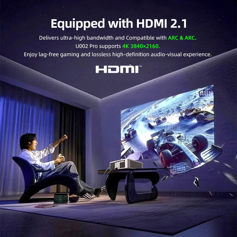 AUN U002 Pro Smart Home Theater Projector with Android TV & 4K Support