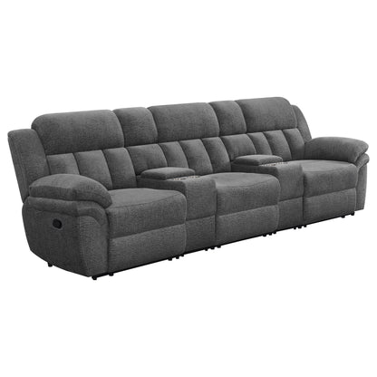 Bahrain 5-Piece Charcoal Home Theater Seating with Storage Consoles