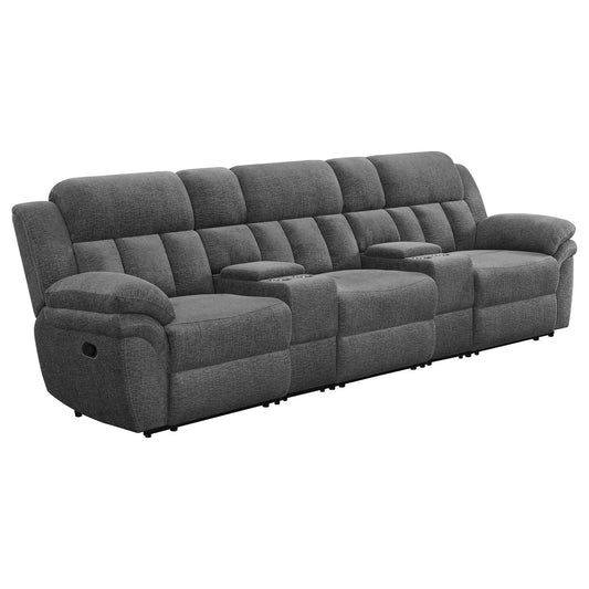 Bahrain 5-Piece Charcoal Home Theater Seating with Storage Consoles