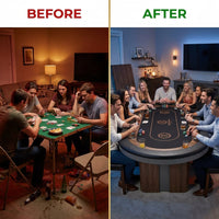 10-Player Poker Table with Dining Table Top — Before & After