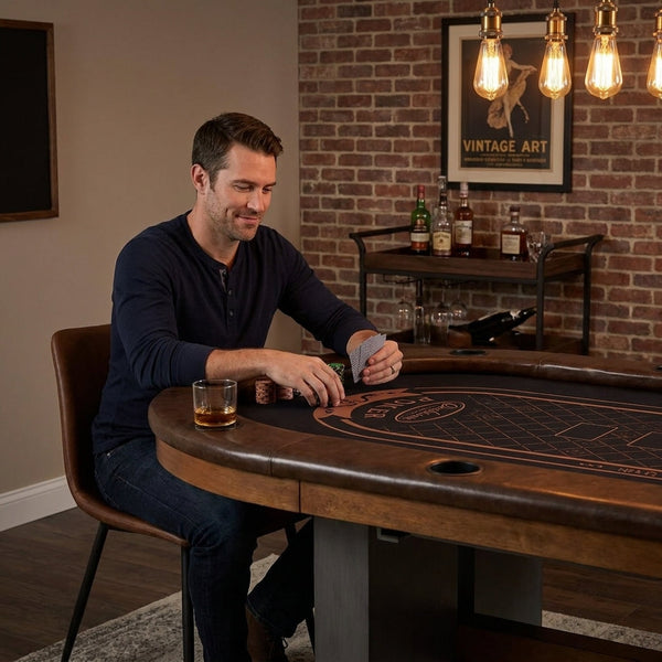10-Player Poker Table Built for Tournament Play, 87-Inch Length, Dining Top Included, Cup Holders