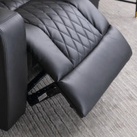 34.6"Wide Faux Leather Power Reclining Home Theater Seating Chair with Arm Storage&Dual Cup Holders&Usb Charging Port&Ambient Lighting