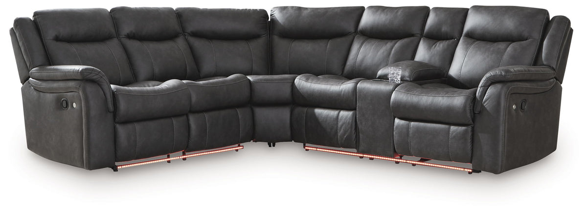 Sultan Meadow 2-Piece Reclining Sectional with LED Lighting - Carbon