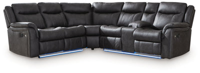 Sultan Meadow 2-Piece Reclining Sectional with LED Lighting - Carbon