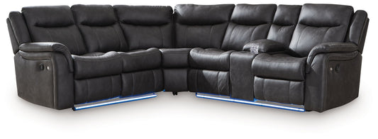 Sultan Meadow 2-Piece Reclining Sectional with LED Lighting - Carbon