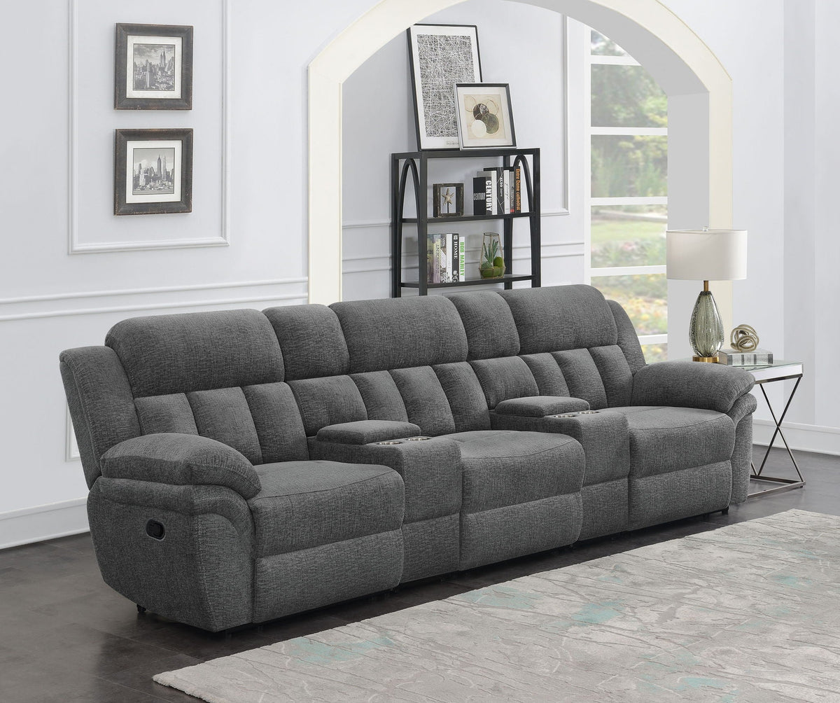 Bahrain 5-Piece Charcoal Home Theater Seating with Storage Consoles