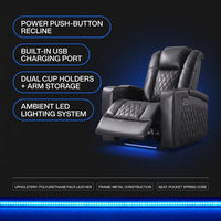 34.6"Wide Faux Leather Power Reclining Home Theater Seating Chair with Arm Storage&Dual Cup Holders&Usb Charging Port&Ambient Lighting — Results & Stats