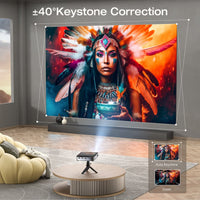 Wireless Projector, Thinnest 0.82" Portable Mini Projector, 10000Mah Built-In Battery for Instant Use, Includes Stand, Home Outdoor Projector with Wifi and Bluetooth, 4K 1080P Supported, Full HD