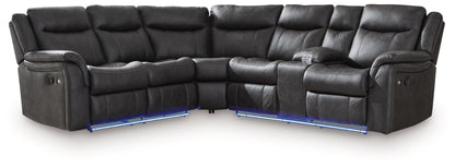 Sultan Meadow 2-Piece Reclining Sectional with LED Lighting - Carbon