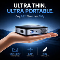 Wireless Projector, Thinnest 0.82" Portable Mini Projector, 10000Mah Built-In Battery for Instant Use, Includes Stand, Home Outdoor Projector with Wifi and Bluetooth, 4K 1080P Supported, Full HD