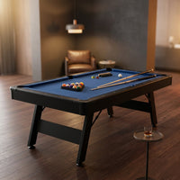 7FT Pool Table Billiard Table with Cues Rack Triangle Ball Set Brush Chalk Cubes Complete Set Pool Table for Family Friend Villa Home Office — Studio Shot