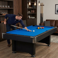 7FT Pool Table Billiard Table with Cues Rack Triangle Ball Set Brush Chalk Cubes Complete Set Pool Table for Family Friend Villa Home Office — Lifestyle