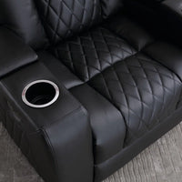 34.6"Wide Faux Leather Power Reclining Home Theater Seating Chair with Arm Storage&Dual Cup Holders&Usb Charging Port&Ambient Lighting