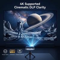 Wireless Projector, Thinnest 0.82" Portable Mini Projector, 10000Mah Built-In Battery for Instant Use, Includes Stand, Home Outdoor Projector with Wifi and Bluetooth, 4K 1080P Supported, Full HD