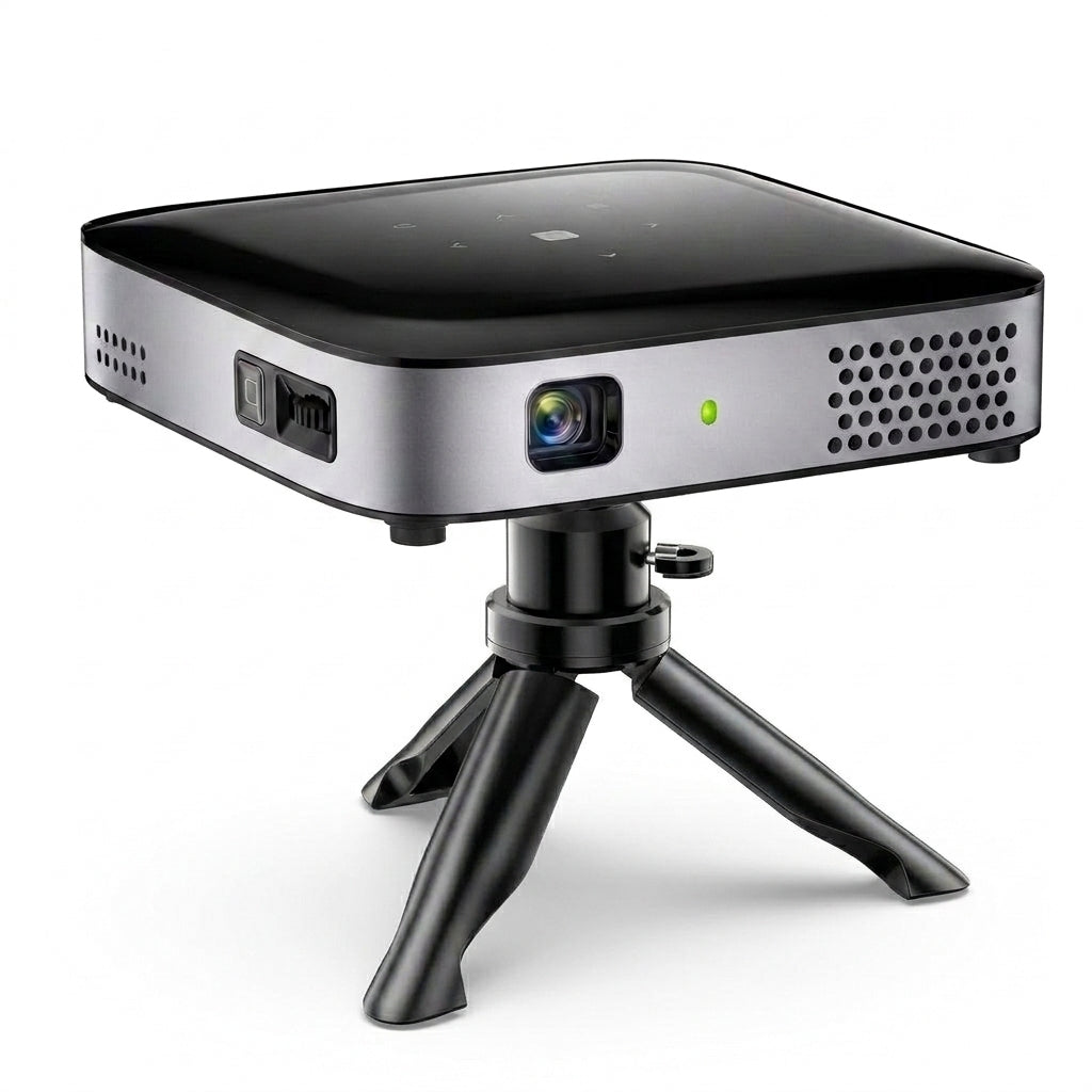 Wireless Projector, Thinnest 0.82" Portable Mini Projector, 10000Mah Built-In Battery for Instant Use, Includes Stand, Home Outdoor Projector with Wifi and Bluetooth, 4K 1080P Supported, Full HD — Studio Shot