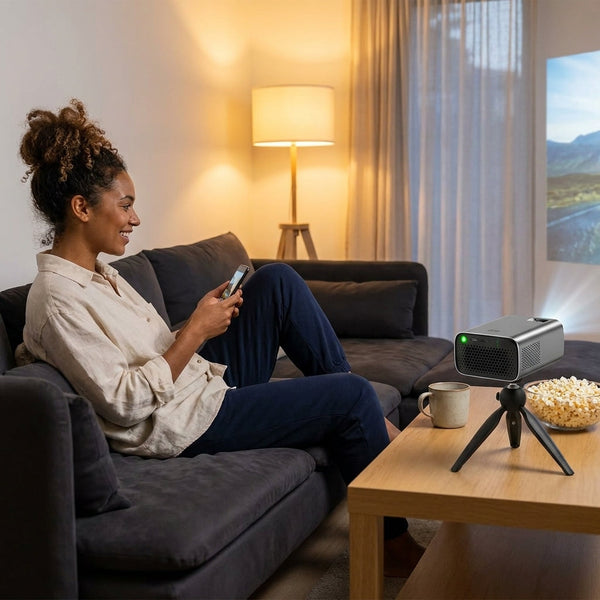 Wireless Portable Projector Designed for Big Screen Entertainment, 10000mAh Battery, 4K Support, WiFi & Bluetooth