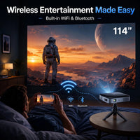 Wireless Projector, Thinnest 0.82" Portable Mini Projector, 10000Mah Built-In Battery for Instant Use, Includes Stand, Home Outdoor Projector with Wifi and Bluetooth, 4K 1080P Supported, Full HD