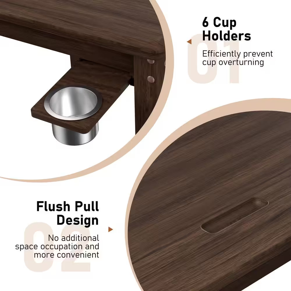 Wood Poker Table Convertible Gaming Table for 4-6 Players with Removable Tops
