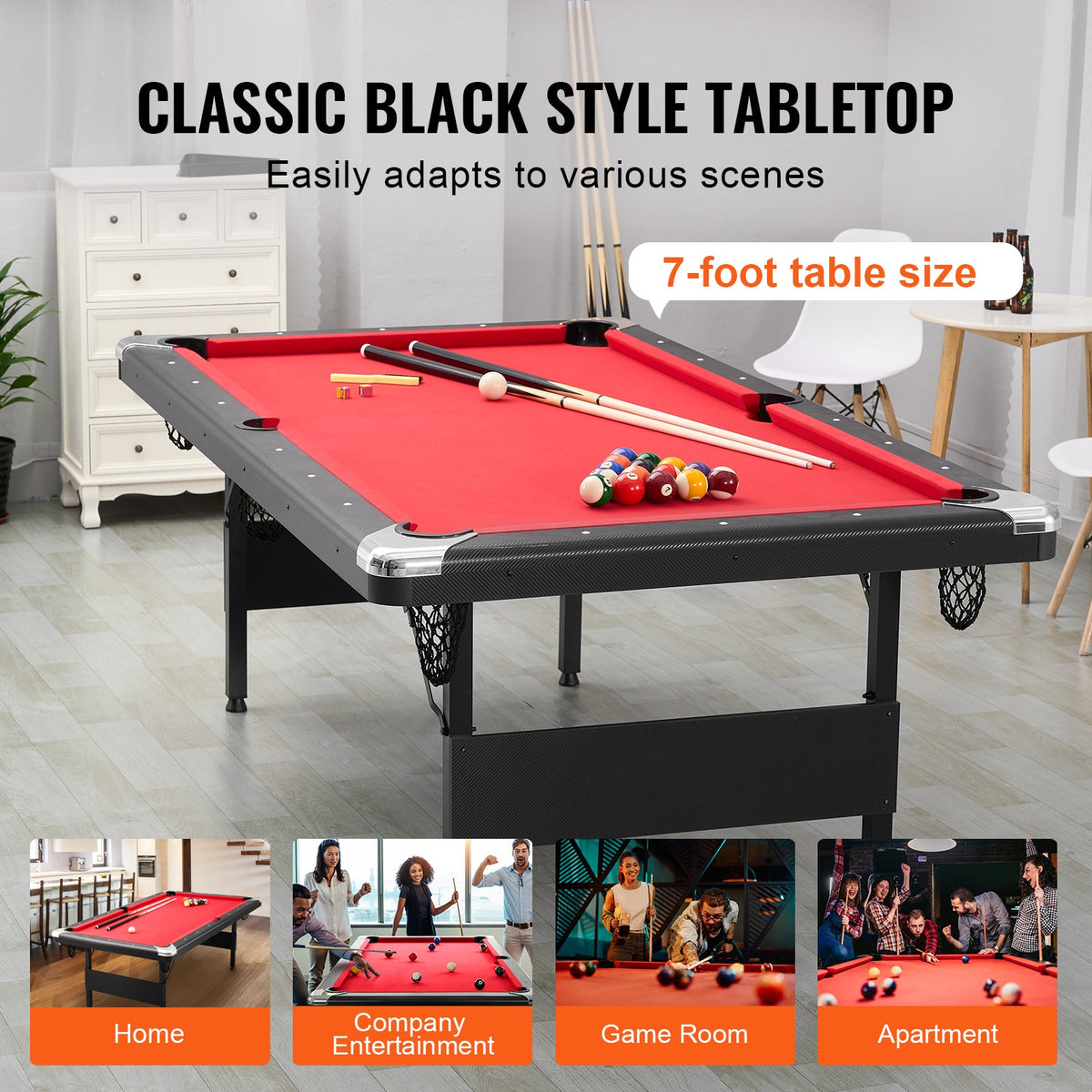 7 Ft. Foldable Pool Table with Complete Accessory Set