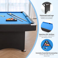 7FT Pool Table Billiard Table with Cues Rack Triangle Ball Set Brush Chalk Cubes Complete Set Pool Table for Family Friend Villa Home Office