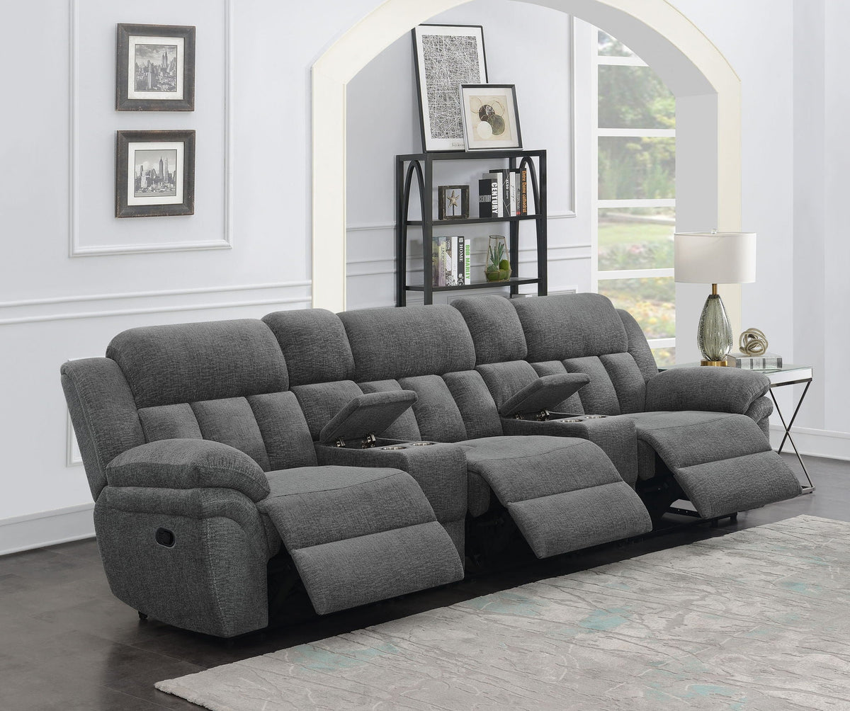 Bahrain 5-Piece Charcoal Home Theater Seating with Storage Consoles