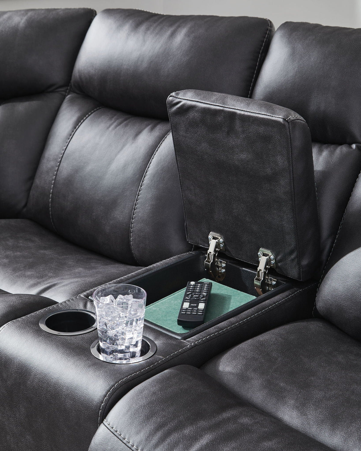 Sultan Meadow 2-Piece Reclining Sectional with LED Lighting - Carbon