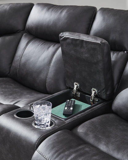Sultan Meadow 2-Piece Reclining Sectional with LED Lighting - Carbon